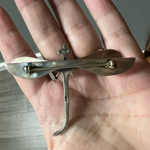 Vintage Sterling Silver Large 3D Dragon Fly Brooch - Picture 12 of 14